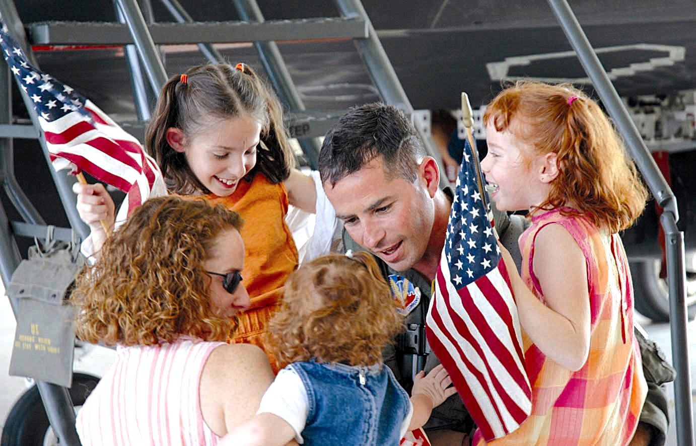 Soldier coming home to his family 
